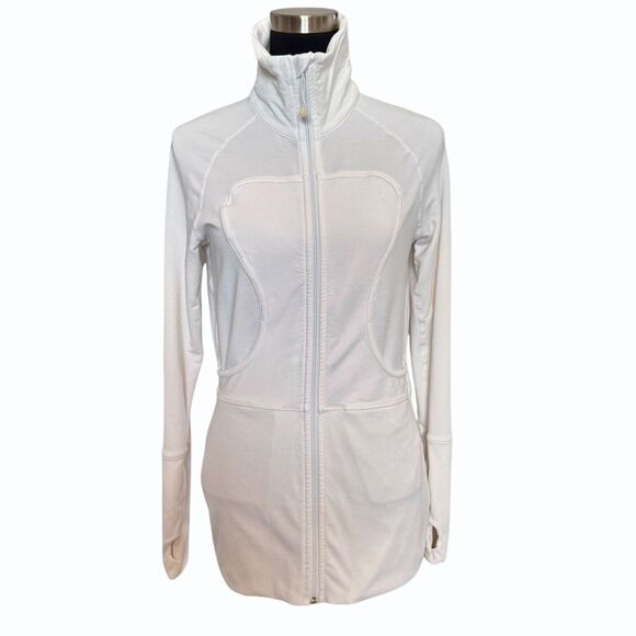 Lululemon Womens 10 High‎ Neck Fitted Jacket Ribbed Hem Longline Athletic - Picture 1 of 12